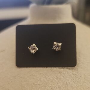 Silver Crystal Stud Earrings - Elegant Women's Jewelry